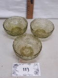 Imperial Glass sherbert bowls, Green glass, grapes pattern, set of 3