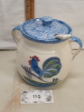 ceramic soup tureen, hand painted chicken, with ladle
