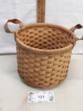 woven basket, double leather handles