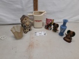Imperial whisky pitcher, ceramic clock house, etc