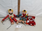 wood block clown dolls with feet