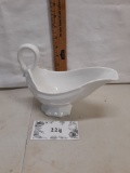 swan handled ceramic gray boat