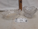 pressed crystal oval serving bowl and pressed glass bowl
