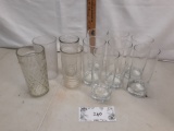 lot tumblers, glass and one plastic