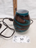brown and teal glass table lamp
