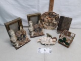 box lot angel, artist dimensional frames, carousel horse plate, etc