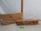 wood knick knack shelf and wood with hooks and chain for hanging stuff