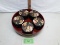 Five covered rice bowls and serving tray, Made in Japan