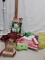 Box Lot, lamp, Christmas, receipt book, small rug, etc