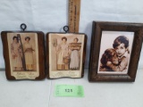wood plaques and frame with old style images