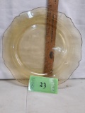 Depression yellow pressed glass plate