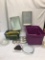 Purple Tote and Contents/Baking Pans, Baskets, T Fal Egg Poacher, ETC