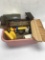 Small Tote with Sanding Blocks, Sanding Wheels, Hand Broom, ETC