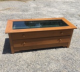 1 Drawer Glass Display Top Coffee Table/46in X 22in X 18in