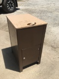 Vintage Metal Lock Box Folding Top File Cabinet with Key/26in X 18in X 14in