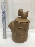 Cookie Log with Squirrel Lid Cookie Jar