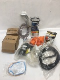 Box Lot/Sewing Machine Motor, Oil Filter, RV Sewer Extender, ETC