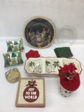 Box Lot of Christmas Décor/Biblical Scene Plate, ETC