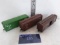HO Scale, Train car lot, 2x Northern Pacific Brown, Northern Pacific green