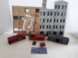 Decor Lot, building pieces and train cars