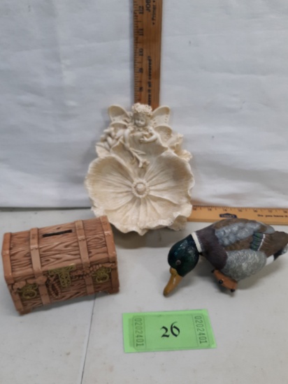 resin décor, flower, duck, trunk bank