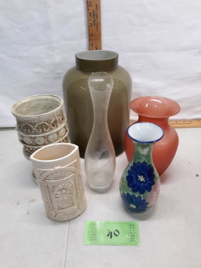 glass and ceramic vases lot