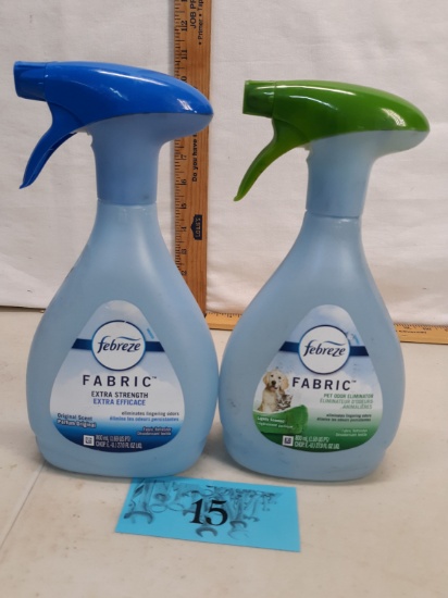 two bottles Febreze Fabric, one extra strength, one pet odor