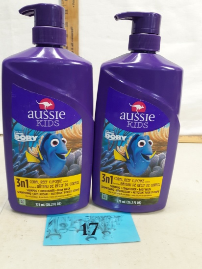 Two bottles Aussie Kids Dora 3-n-1 Shampoo, Conditioner, Body Wash