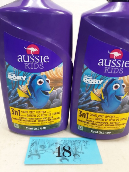 Two bottles Aussie Kids Dora 3-n-1 Shampoo, Conditioner, Body Wash