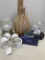 Glass vase, Sisters Snowball, napkin rings, etc