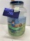 One Gallon hand painted boy in fishing boat jar with bank lid