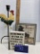 Two sayings plaques and metal chicken candle holder