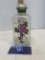 Square decanter bottle and stopper with hand painted grapes