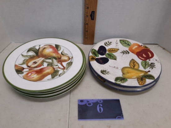 Four American Atelier fruit plates, two Oneida vintage fruit
