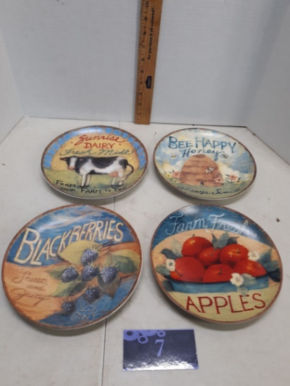 Set of Four Cracker Barrel Farmers Market snack plates