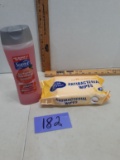 Suave Essentials Strawberry Shampoo and Antibacterial wipes