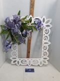 Laser cut wood frame with silk floral display