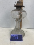 Oil Lamp, clear glass, architectural base
