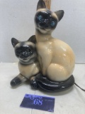 Ceramic Underwriters Laboratories Inc, vintage Siamese cat night/table lamp