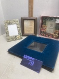Four small photo frames, resin, wood, velvet covered