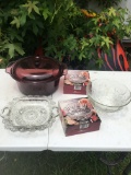 Box Lot/Serving Glass, Crystal, Corning Pot with Pyrex Lid, ETC