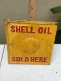 Cast Iron Shell Oil Sold Here Advertisement Sign