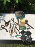 Tin Box Full/Edger Blade, Pliers, Wire Cutters, Snips, ETC