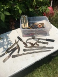 Small Tote Full/Wire Strippers, Craftsman Break Bar, Vise Grips, Wood Chisel, Sockets, ETC