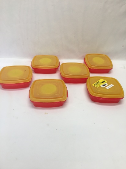 (6) Red with Yellow Top Snack Packers