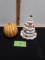 Ceramic Christmas Tree w/redbirds, ceramic pumpkin candle