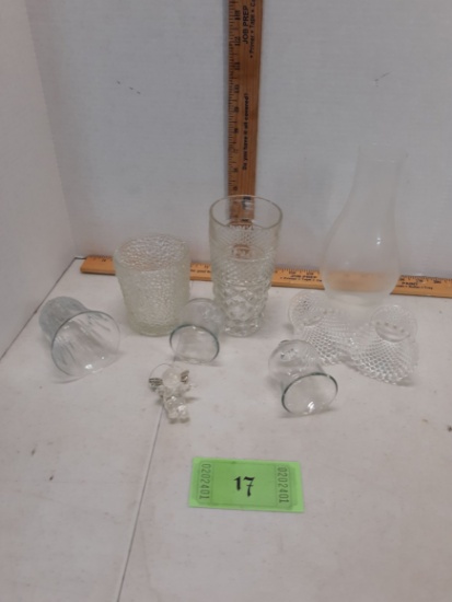 Misc Glass Lot, chimney, votives, glasses