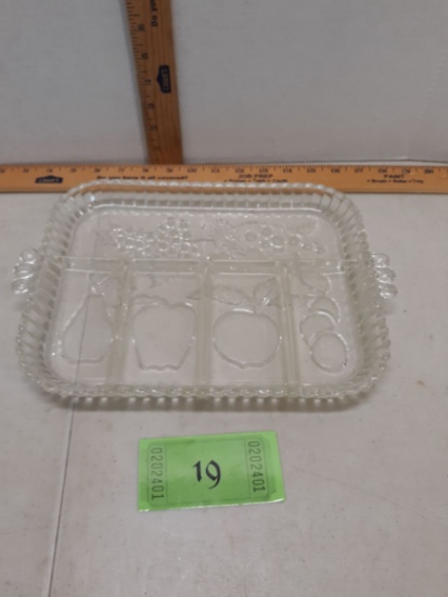 Glass serving tray with fruit