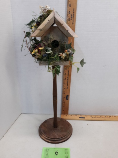 Wooden Birdhouse on Stand