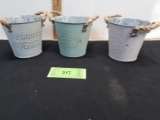 Metal Decorative Buckets with rope handles